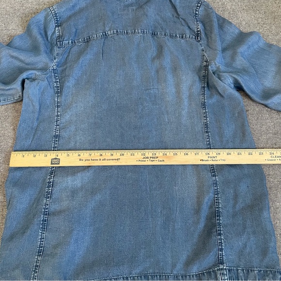 J. Jill Denim Half Button-Front Casual Shirt - Blue - Picture 9 of 10